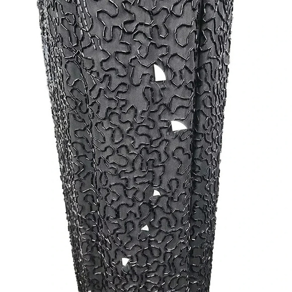 Vintage Black Tie By He-Ro Silk Beaded Sequin Evening Cocktail Dress Size 10 - Picture 8 of 16